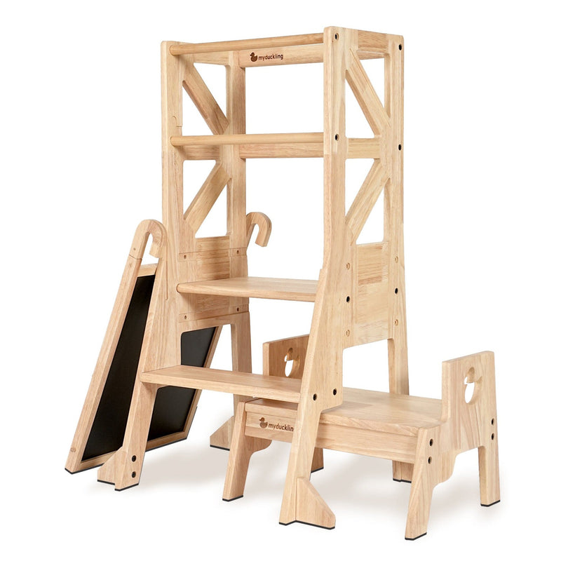 My Duckling JALA Deluxe Solid Wood Adjustable Learning Tower - Flag with Duck Handle