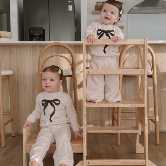 My Duckling JALA Deluxe Solid Wood Adjustable Learning Tower - Flag with Duck Handle