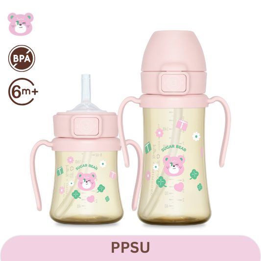 Grosmimi Sugar Bear PPSU Straw Cup 200ml (Strawberry)