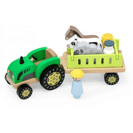 Viga Wooden Farm Tractor Set