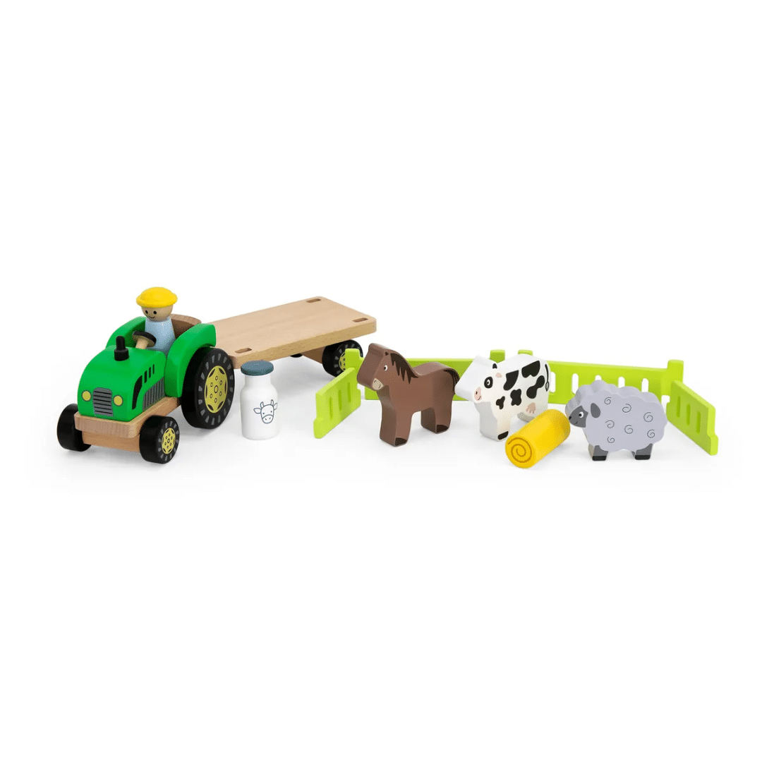 Viga Wooden Farm Tractor Set