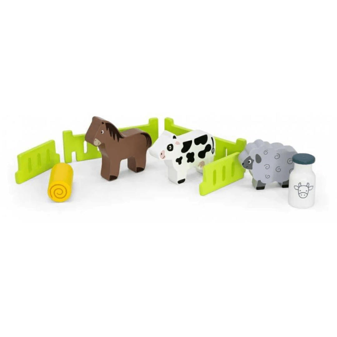 Viga Wooden Farm Tractor Set