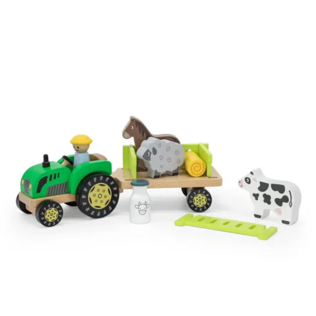 Viga Wooden Farm Tractor Set