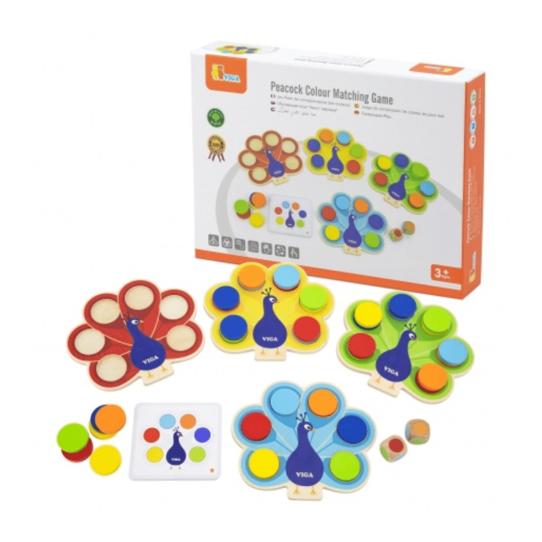 Viga Wooden Peacock Colour Matching Game