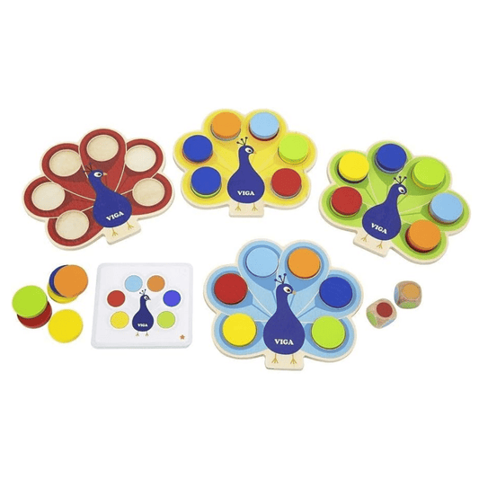 Viga Wooden Peacock Colour Matching Game