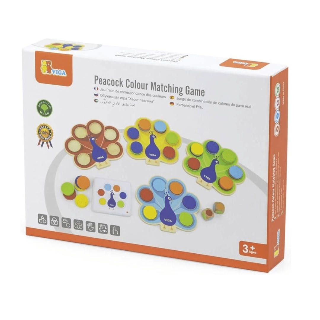 Viga Wooden Peacock Colour Matching Game