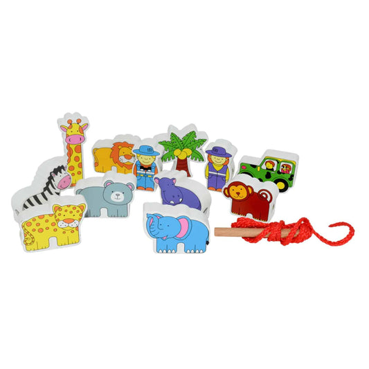 Viga Wooden Wild Animals Lacing Blocks