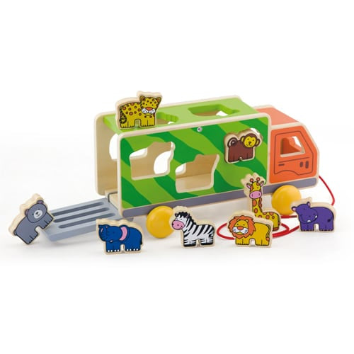 Viga Wooden Zoo Animal Truck & Shape Sorter