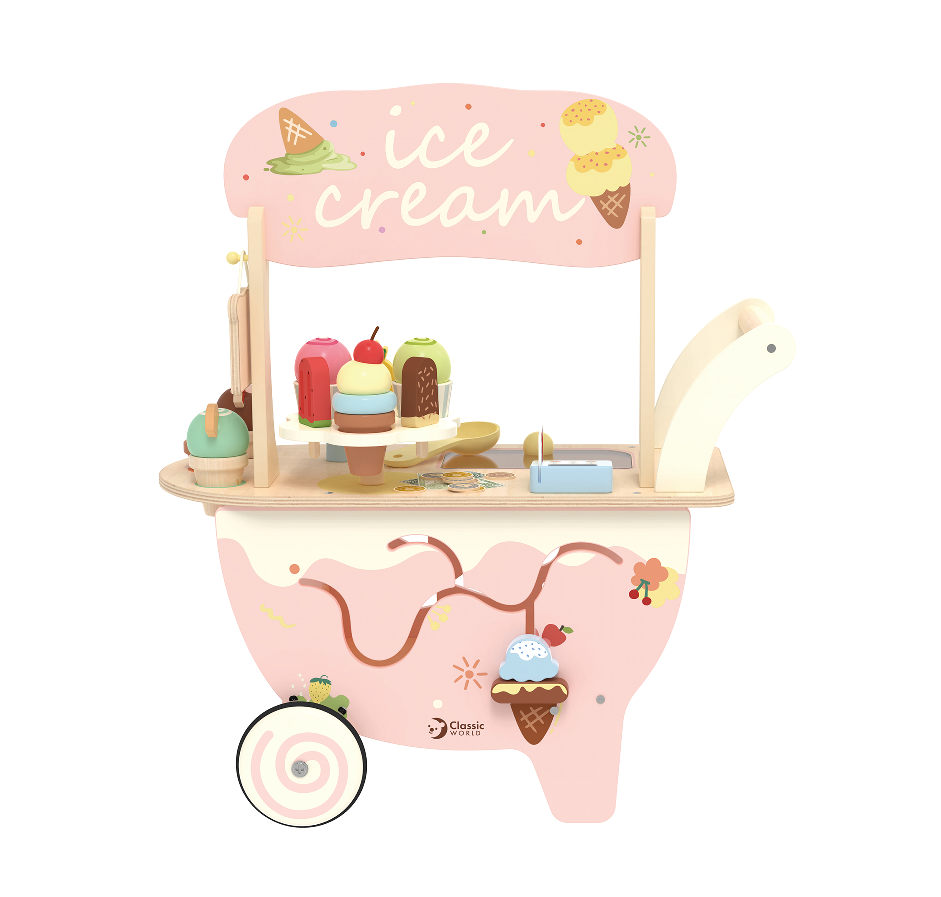 Classic World Ice Cream Cart - Wooden Walker & Pretend Play Set