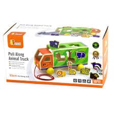 Viga Wooden Zoo Animal Truck & Shape Sorter