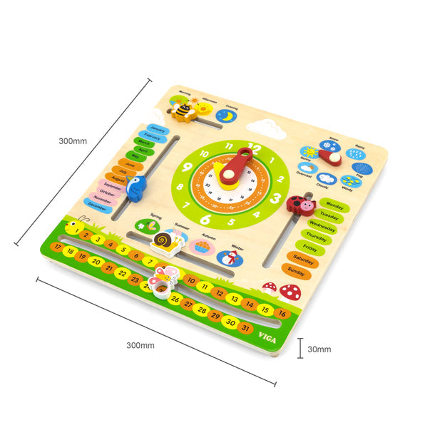 Viga Wooden Calendar Weather Season Time Board