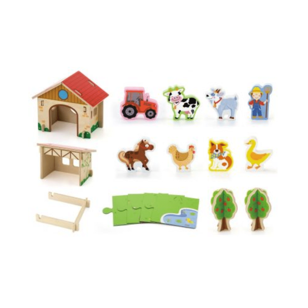 Viga Wooden 3D Farm Playset
