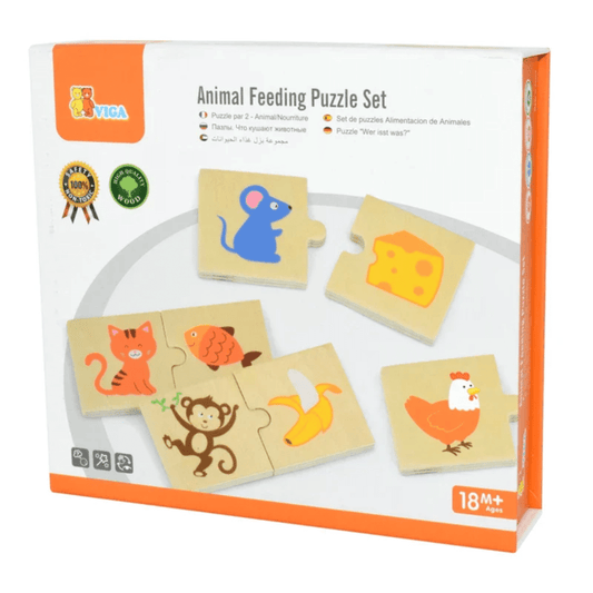 Viga Wooden Animal Feeding Puzzle Set