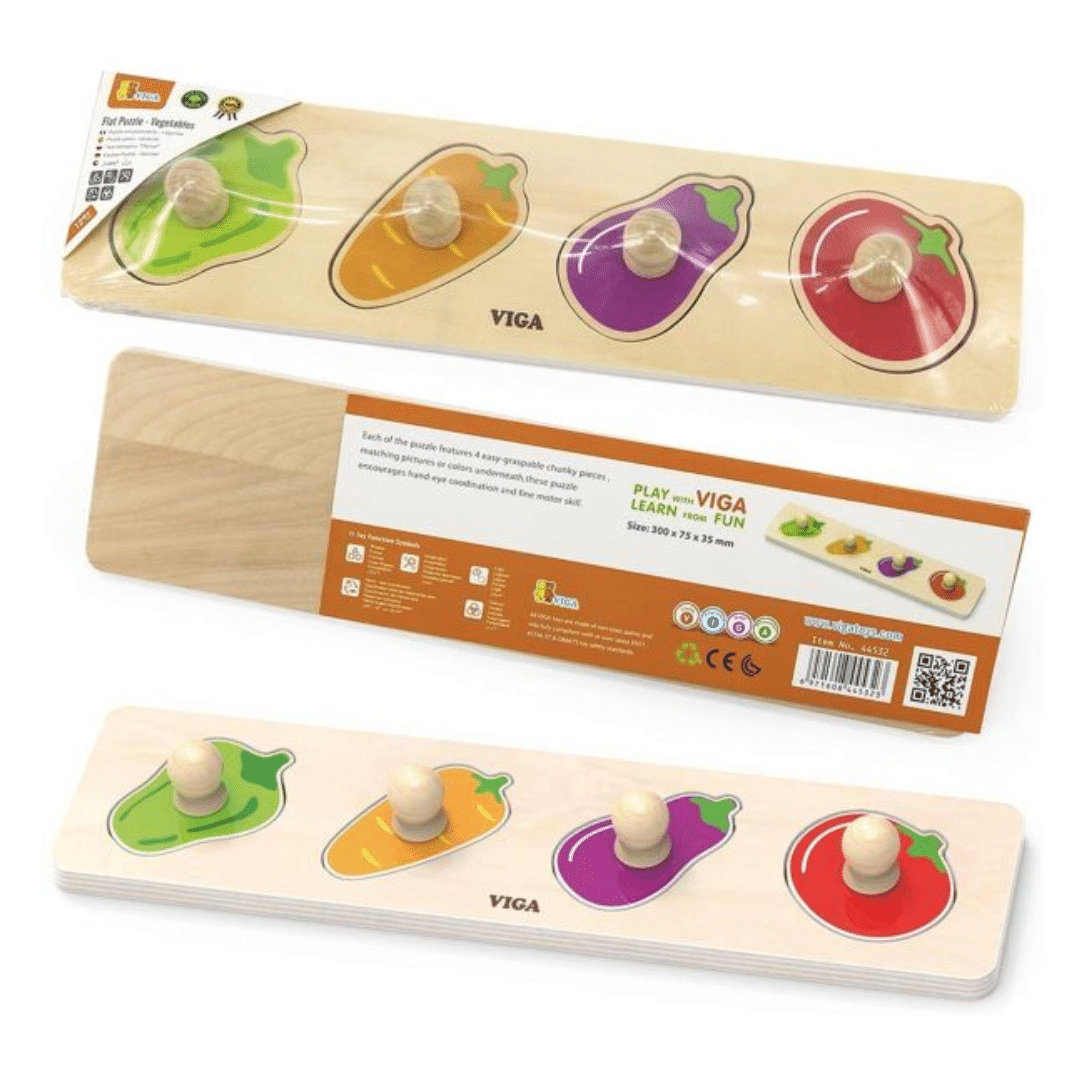 Viga Wooden Vegetables Knob Puzzle (4pc)
