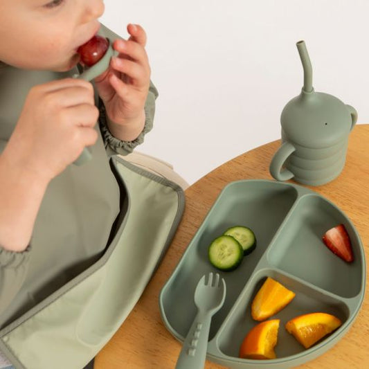 All4Ella Curved Silicone Spoon 2 Pack - olive