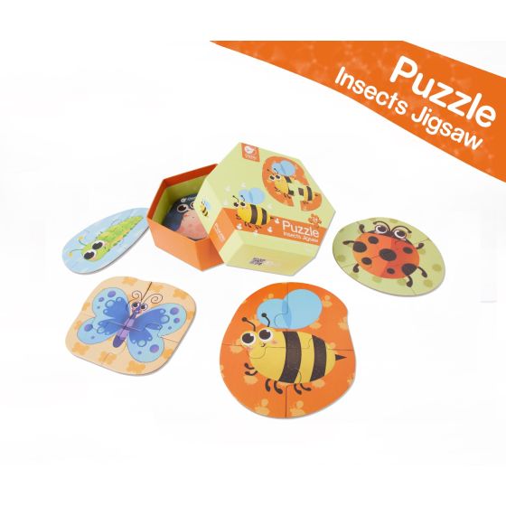 Lulaby Insect Classic World Insects Jigsaw Puzzle – 6 Wooden 4-Piece Puzzles for ...