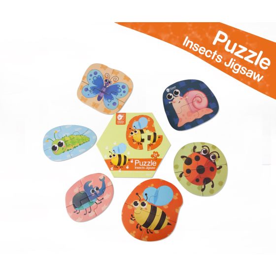 Lulaby Insect Classic World Insects Jigsaw Puzzle – 6 Wooden 4-Piece Puzzles for ...