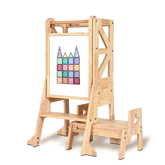 My Duckling JALA Deluxe Solid Wood Adjustable Learning Tower - Flag with Duck Handle
