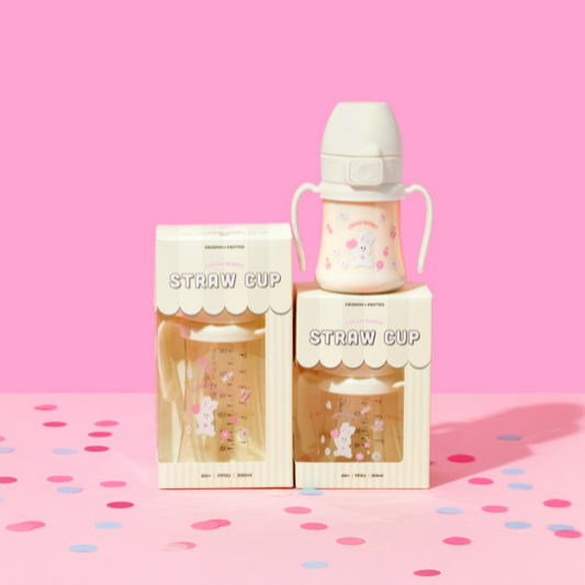 Grosmimi Cream Bunny PPSU Straw Cup 300ml (Milk)