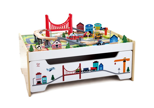 Hape Play Essentials 75pc Railway Storage Table