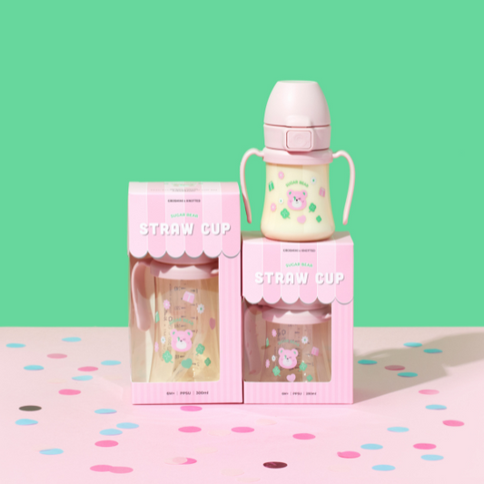 Grosmimi Sugar Bear PPSU Straw Cup 200ml (Strawberry)