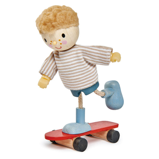 Tender Leaf Toys Edward & his Skateboard (wooden) with Flexible Limbs