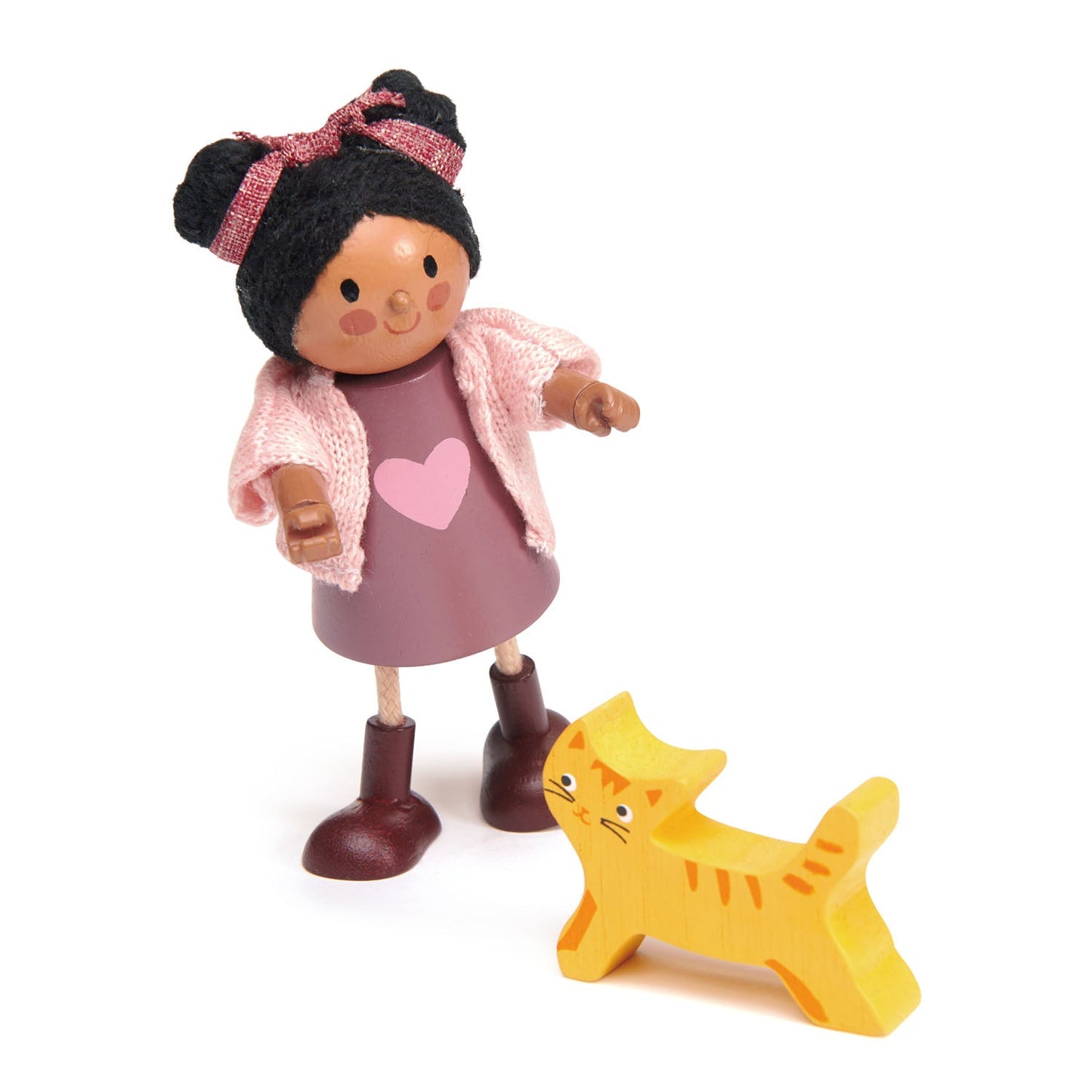 Tender Leaf Toys Ayana with Flexible Limbs & Her Cat