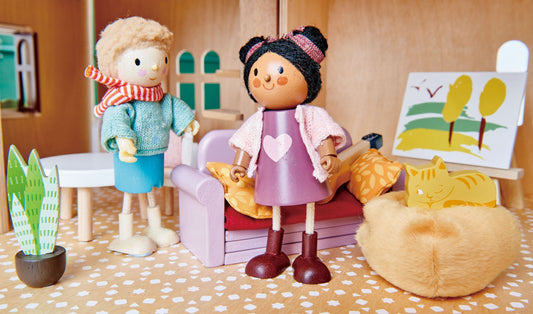Tender Leaf Toys Ayana with Flexible Limbs & Her Cat