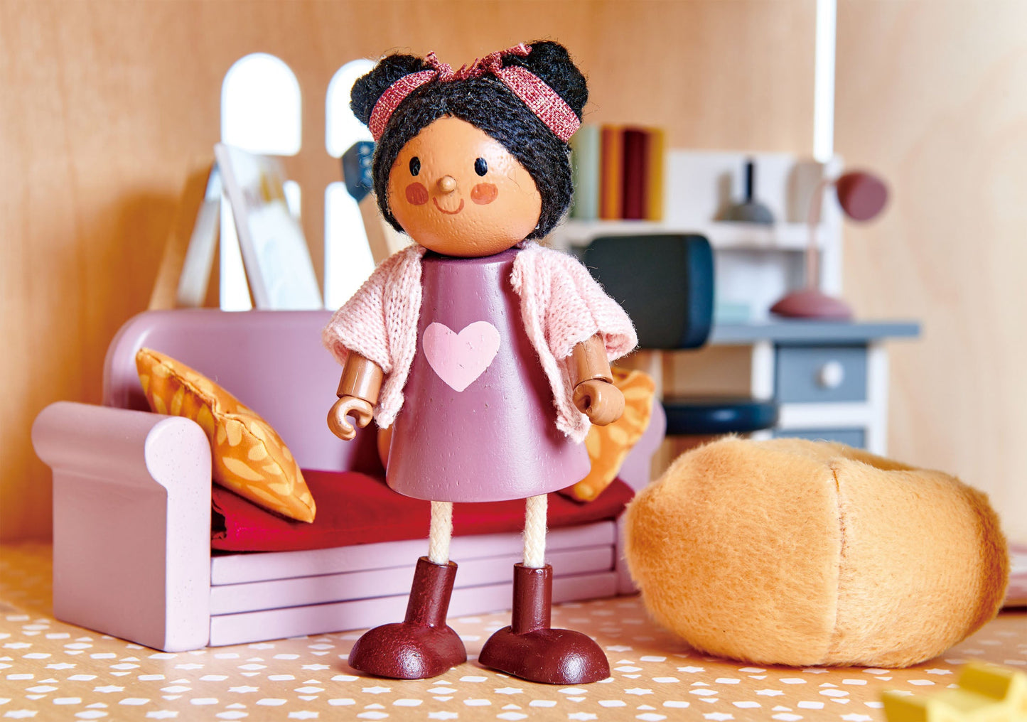 Tender Leaf Toys Ayana with Flexible Limbs & Her Cat