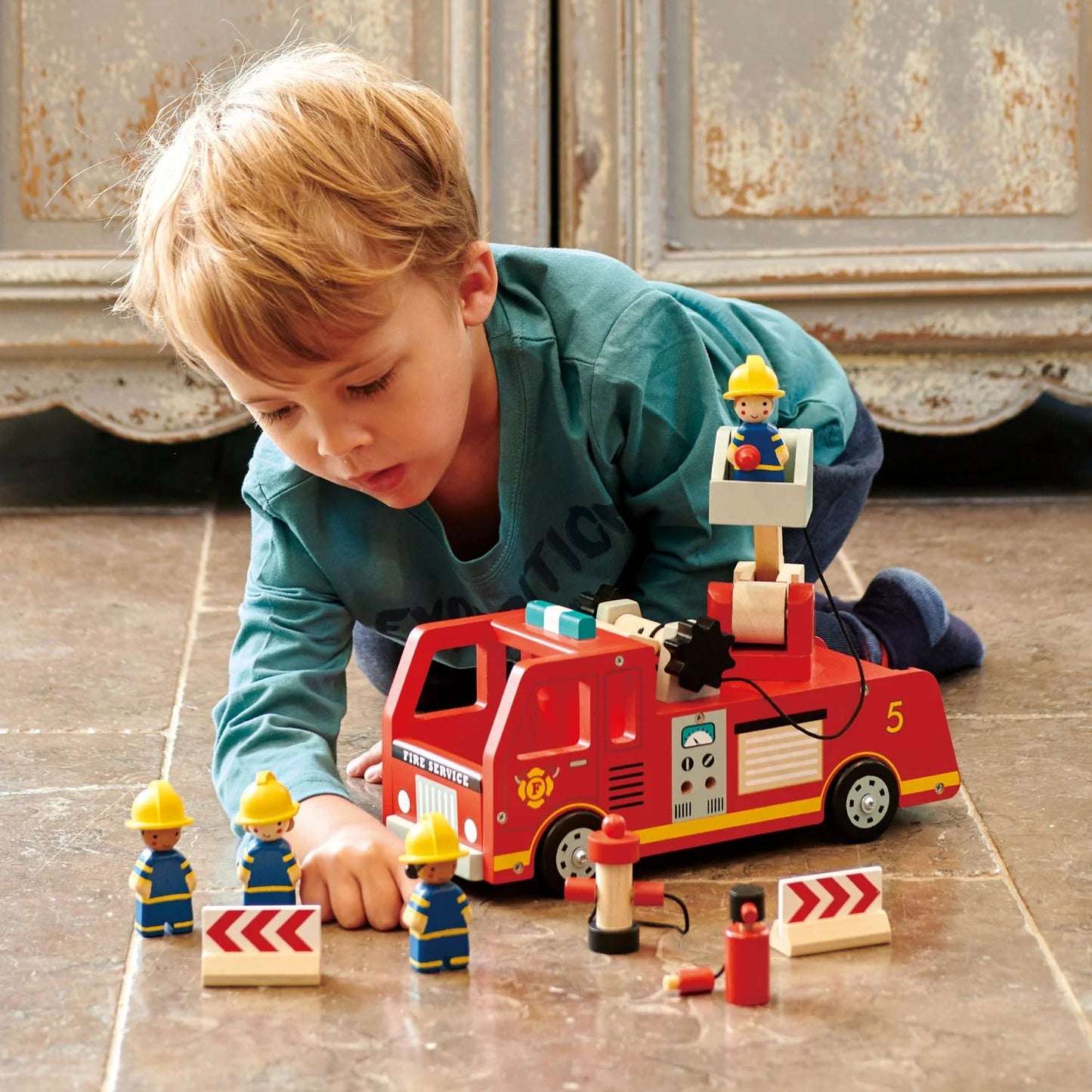 Tender Leaf Toys Wooden Fire Engine