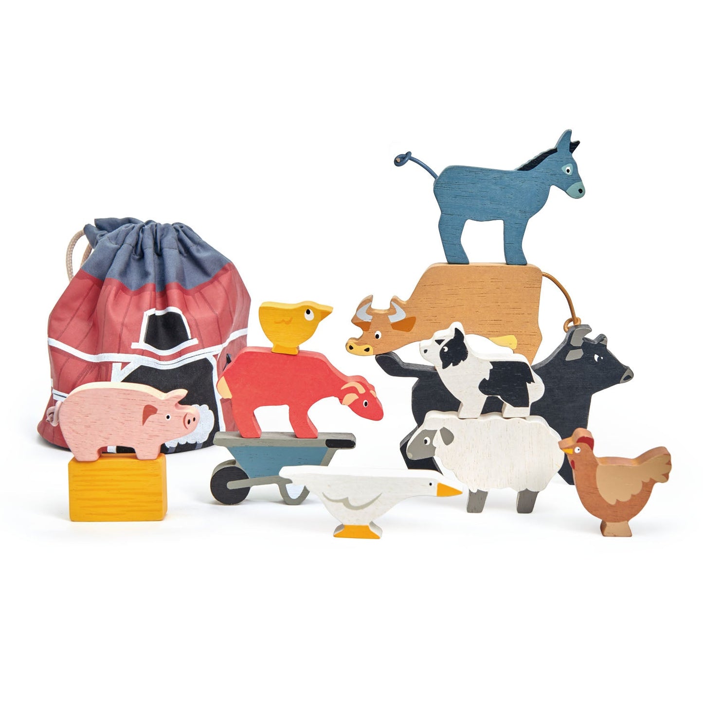 Tender Leaf Toys Stacking Farmyard Animals with Bag