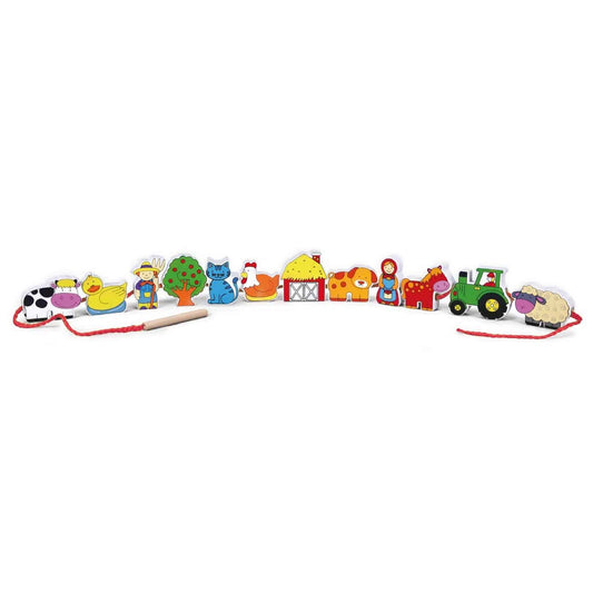 Viga Wooden Farm Animals Lacing Blocks