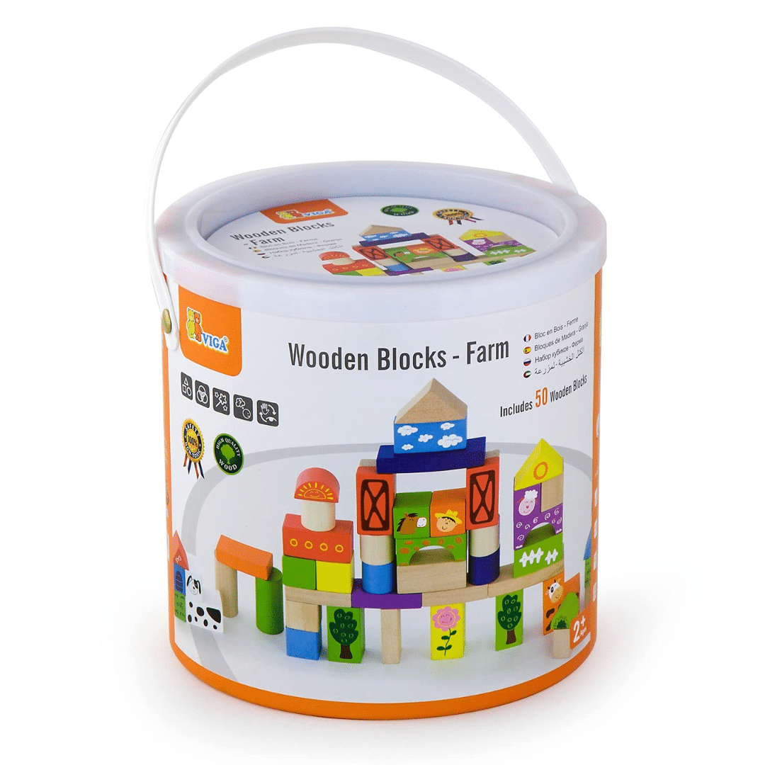 Viga Wooden Farm Blocks 50pc