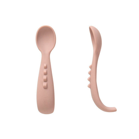 All4Ella Curved Silicone Spoon 2 Pack - Dusty Pink
