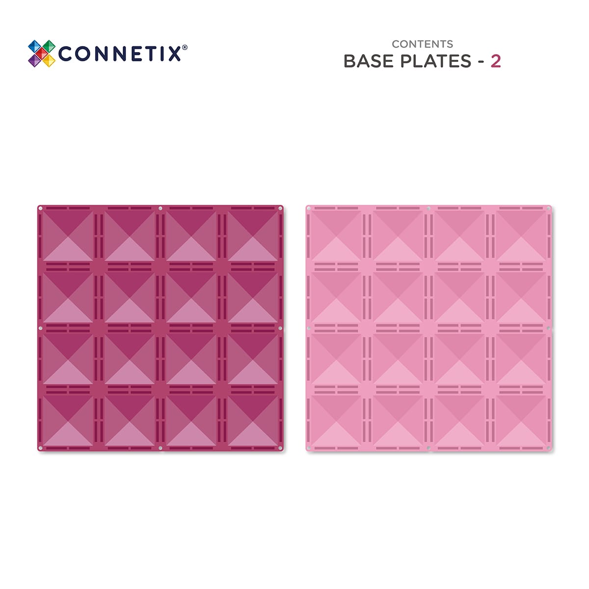 Connetix Tiles 2 Piece Base Plate Pack - Pink & Berry