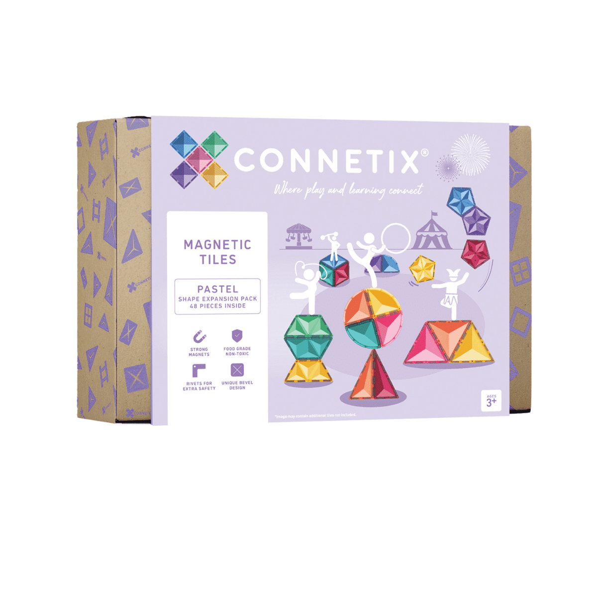 Connetix Tiles 48 Piece Pastel Shape Expansion Pack