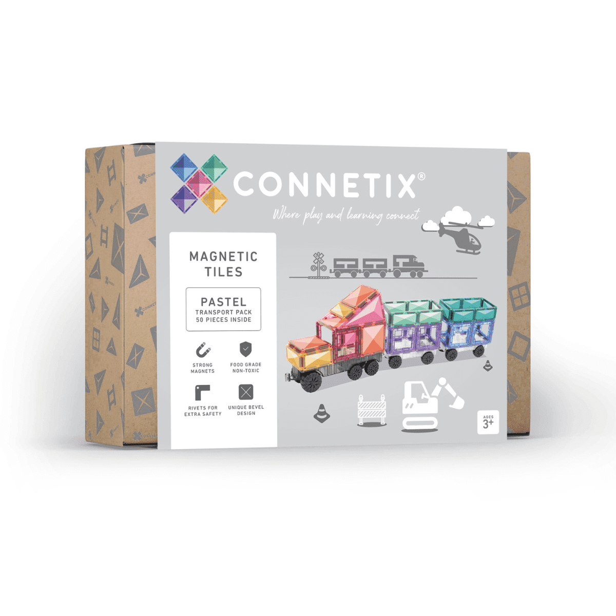 Connetix Tiles 50 Piece Pastel Transport Pack