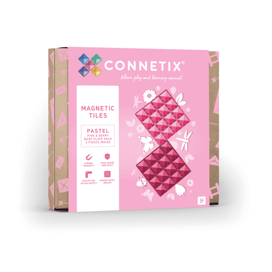 Connetix Tiles 2 Piece Base Plate Pack - Pink & Berry