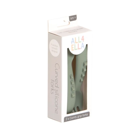 All4Ella Curved Silicone Fork 2 Pack - Olive