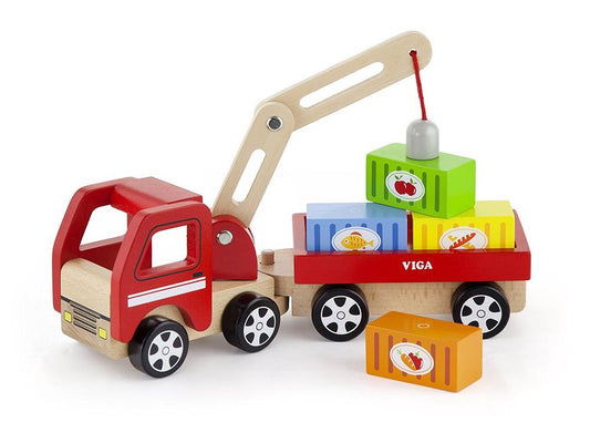 Viga Wooden Crane Truck and Trailer