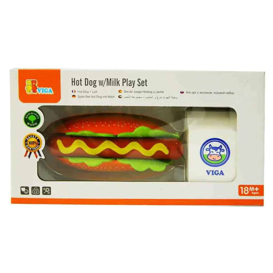 Viga Wooden Hot Dog and Milk Playset