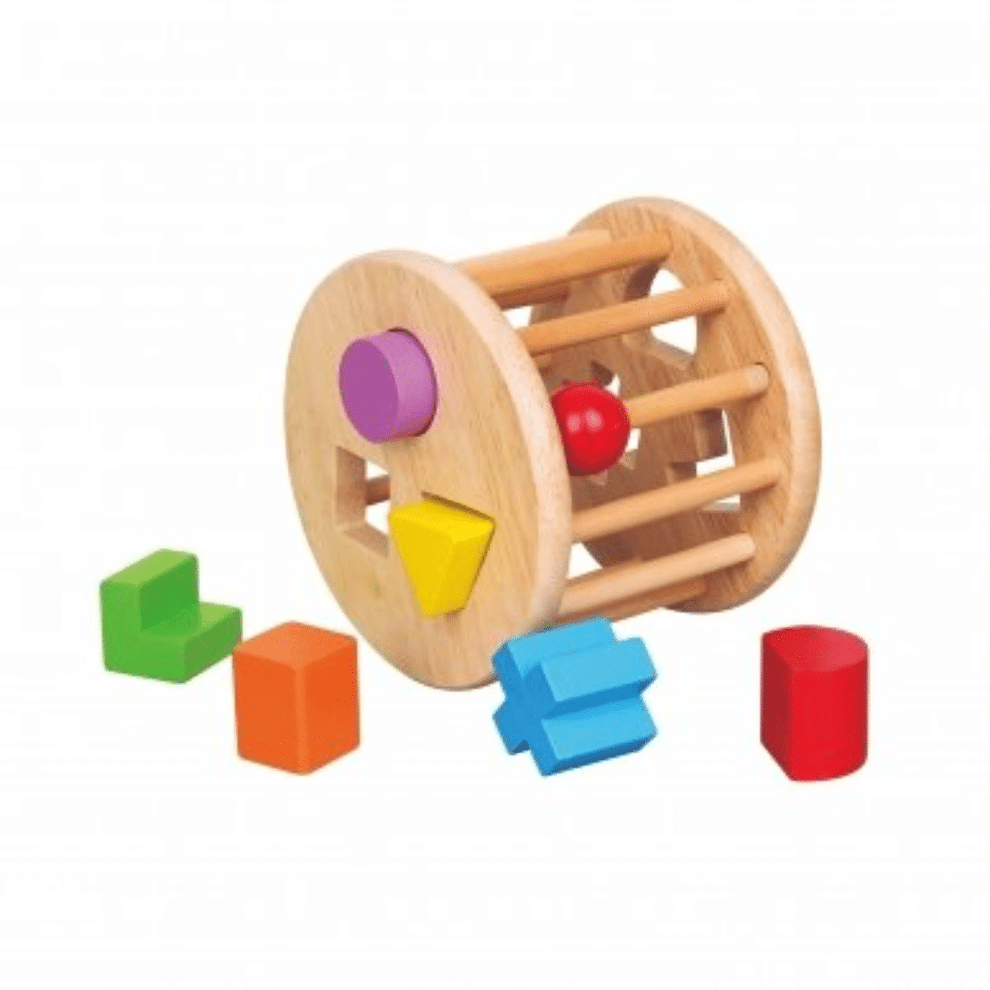 Viga Wooden Shape Sorting Wheel – Colourful Shape Sorter for Toddlers ...