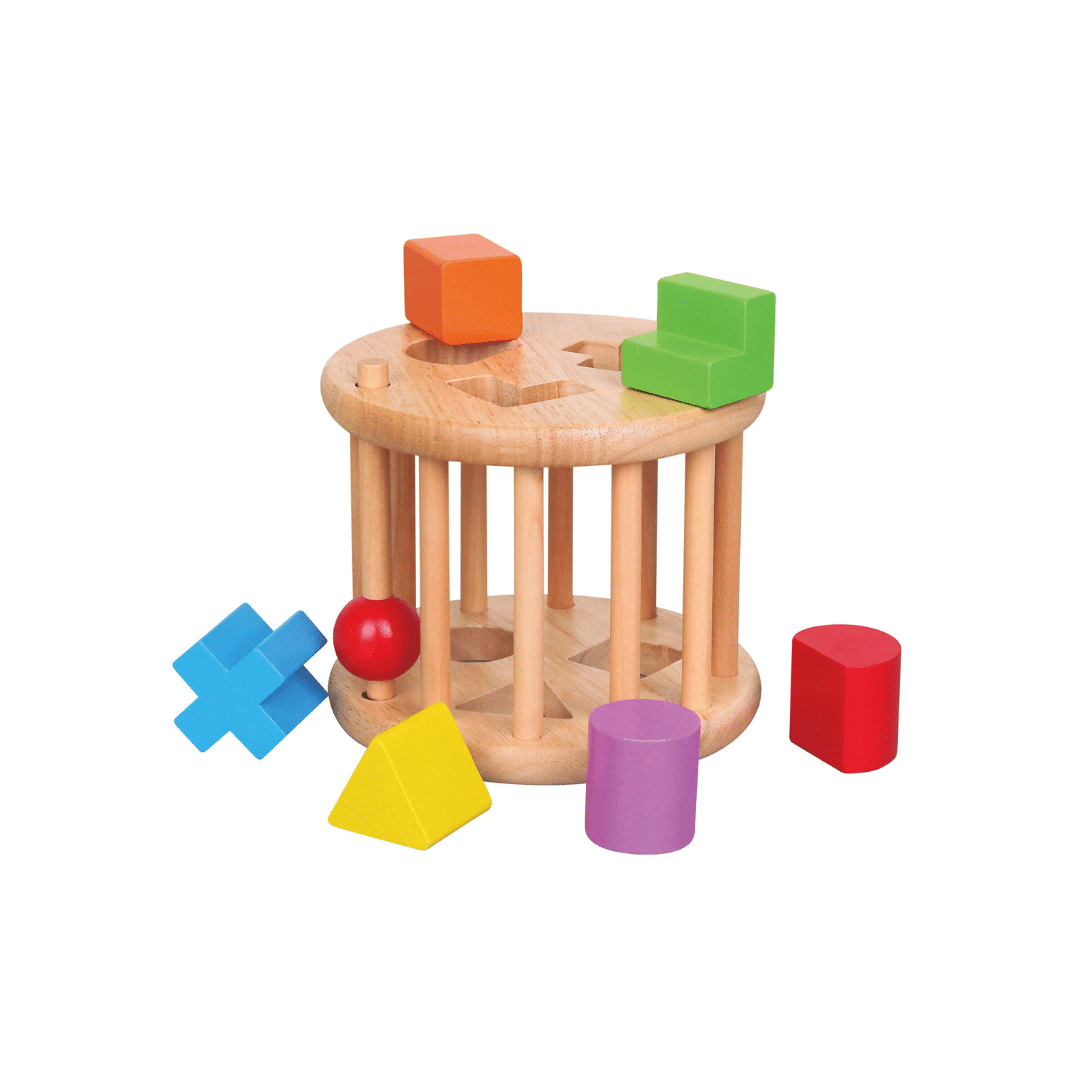 Viga Wooden Shape Sorting Wheel – Colourful Shape Sorter for Toddlers ...