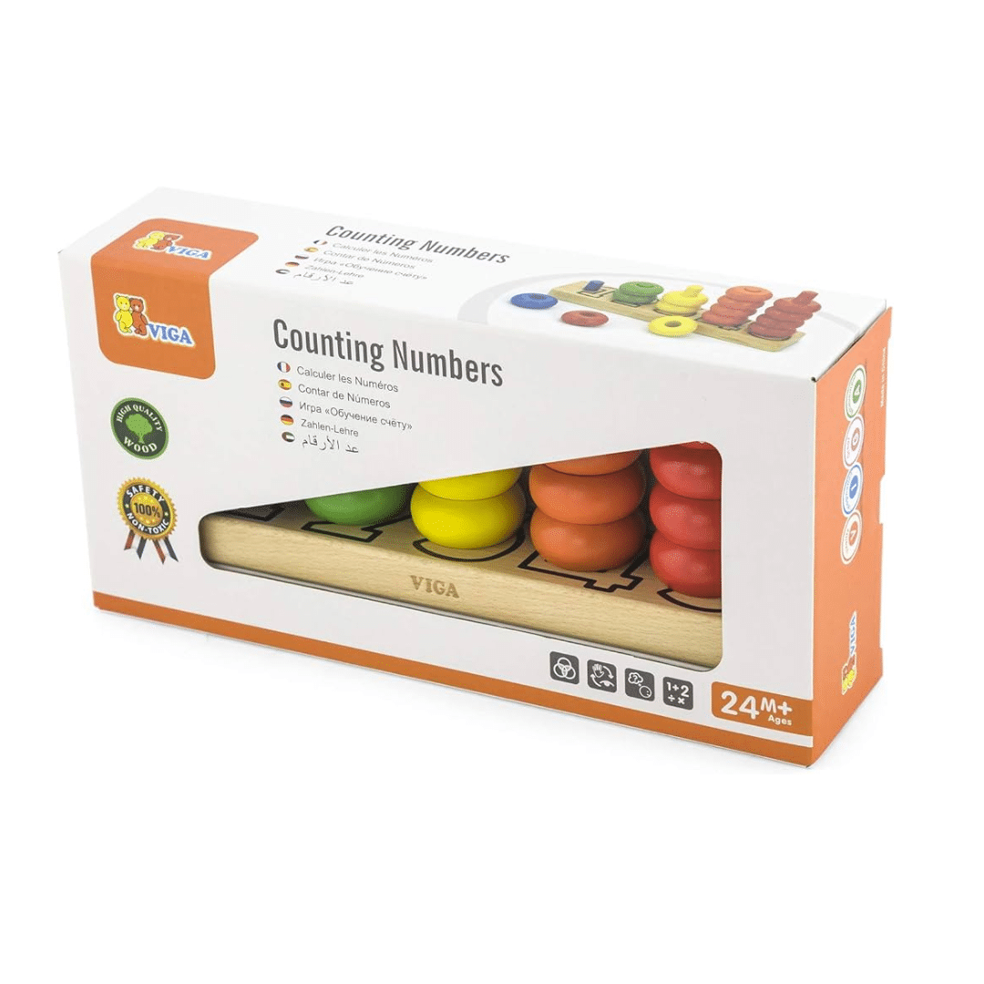 Viga Wooden Stacking Rings – Colour & Number Sorting Toy for Toddlers ...